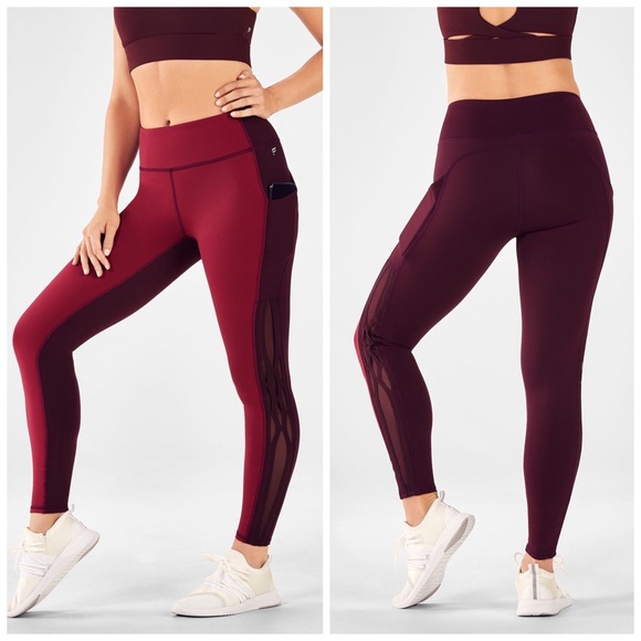 Fabletics Mid-Rise Powerhold Colorblack 7/8 Leggings Mesh Athleisure Athletics S - Picture 1 of 11